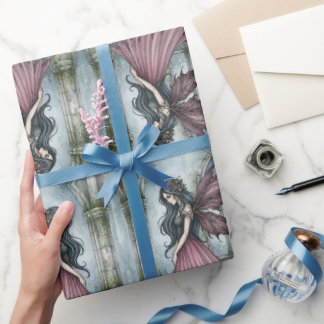 Gothische Feenfrau mit rosa Flügeln verzaubert Geschenkpapier