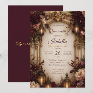 Gothische Florale Quinceanera-Einladung Einladung