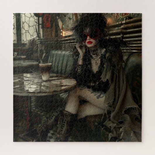 Gothische Frau im Café Puzzle (Vertikal)