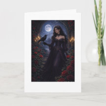 Gothische Frau in Rosen unter Mondlicht