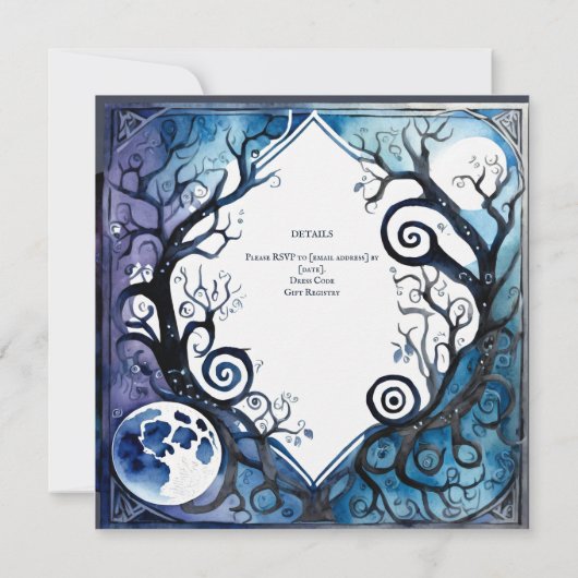 GOTHISCHE FULLMOON HANDFASTING EINLADUNGEN KELTISC (Rückseite)