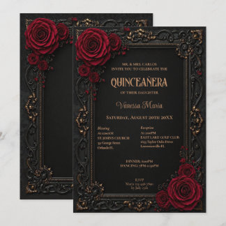 Gothische Halloween-Blumen-Quinceanera-Einladung Einladung