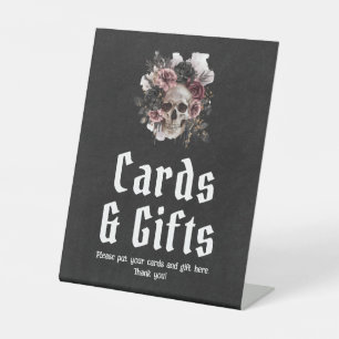 Gothische Halloween-Blumen-Schädel-Karten und Gesc Sockelschild