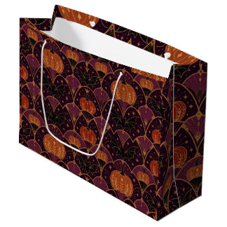 Gothische Halloween-Geschenktasche, Damast mit Kür Große Geschenktüte