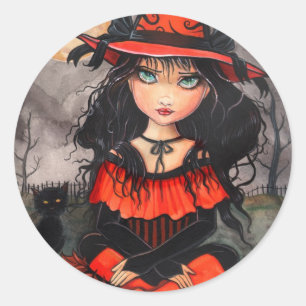 Gothische Halloween Hexen Katzen Aufkleber