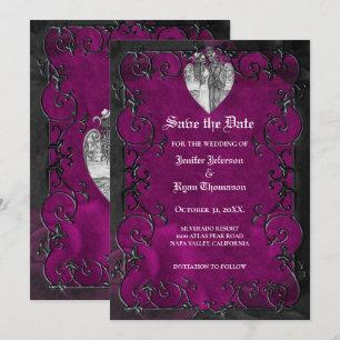 Gothische Halloween-Hochzeit "Save the Date"-Einla Ankündigung