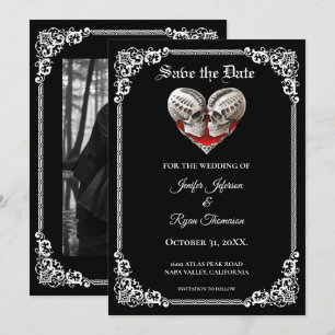 Gothische Halloween-Hochzeit Save-the-Date-Einladu Ankündigung