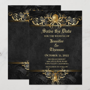 Gothische Halloween-Hochzeit Save-the-Date-Einladu Ankündigung