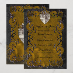 Gothische Halloween-Hochzeit Save-the-Date-Einladu Ankündigung
