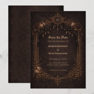 Gothische Halloween-Hochzeit Save-the-Date-Einladu Ankündigung