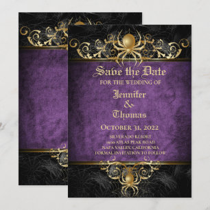 Gothische Halloween-Hochzeit Save-the-Date-Einladu Ankündigung