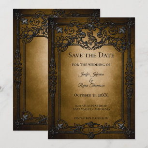 Gothische Halloween-Hochzeit Save-the-Date-Einladu Ankündigung