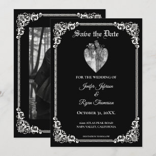 Gothische Halloween-Hochzeit Save-the-Date-Einladu Ankündigung