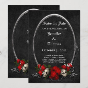 Gothische Halloween-Hochzeit Save-the-Date-Einladu Ankündigung