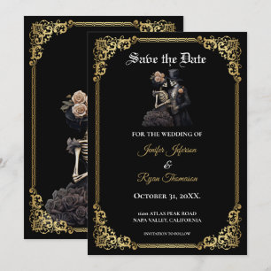 Gothische Halloween-Hochzeit Save-the-Date-Einladu Ankündigung