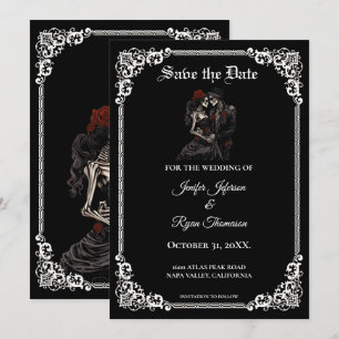 Gothische Halloween-Hochzeit Save-the-Date-Einladu Ankündigung