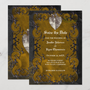 Gothische Halloween-Hochzeit Save-the-Date-Einladu Ankündigung