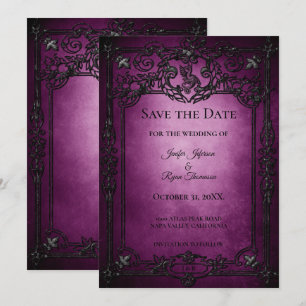 Gothische Halloween-Hochzeit Save-the-Date-Einladu Ankündigung
