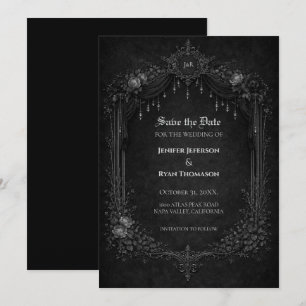 Gothische Halloween-Hochzeit Save-the-Date-Einladu Ankündigung