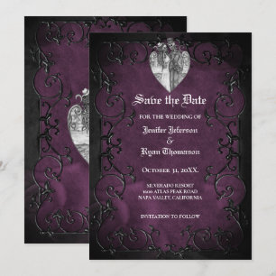 Gothische Halloween-Hochzeit Save the Date Einladu Ankündigung