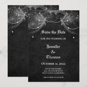 Gothische Halloween-Hochzeit Save-the-Date-Einladu Ankündigung