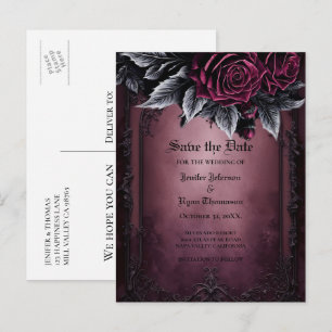 Gothische Halloween-Hochzeit Save-the-Date-Postkar Ankündigungspostkarte