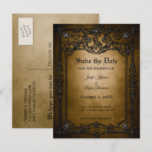 Gothische Halloween-Hochzeit Save-the-Date-Postkar Ankündigungspostkarte