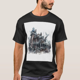 Gothische Halloween-Kunst im verlassenen Haus T-Shirt