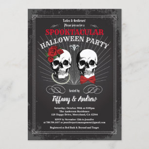 Gothische Halloween-Party-Einladung. Schwarz Rot W Einladung