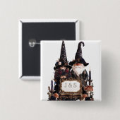 Gothische Hexen- und Zauberergnome mit Initialen Button (Vorne & Hinten)