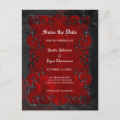 Gothische Hochzeit speichern Sie das Datum Postkar Ankündigungspostkarte (Vorderseite)