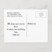 Gothische Hochzeit speichern Sie das Datum Postkar Ankündigungspostkarte (Rückseite)