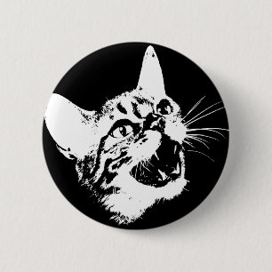 Gothische Katze Verwildert Böse Furchteinflößend K Button