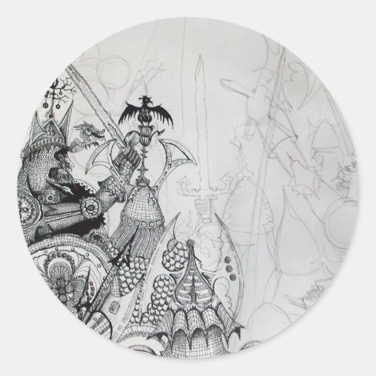 GOTHISCHE KRIEGER, Barbarische Ritter, Fantasie Runder Aufkleber (Vorderseite)