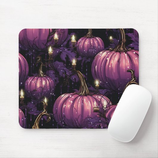 GOTHISCHE LILA PUMPKINE MIT BLÄTTERKANDELN MOUSEPAD (Mit Mouse)