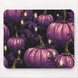 GOTHISCHE LILA PUMPKINE MIT BLÄTTERKANDELN MOUSEPAD