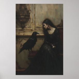 Gothische Prinzessin, kunstvolle Raven-Kunst, dunk Poster