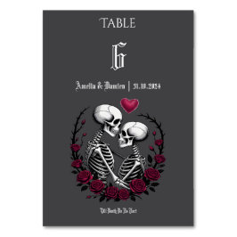 Gothische Rose bis zum Tod Skelett Paar Hochzeit Tischnummer