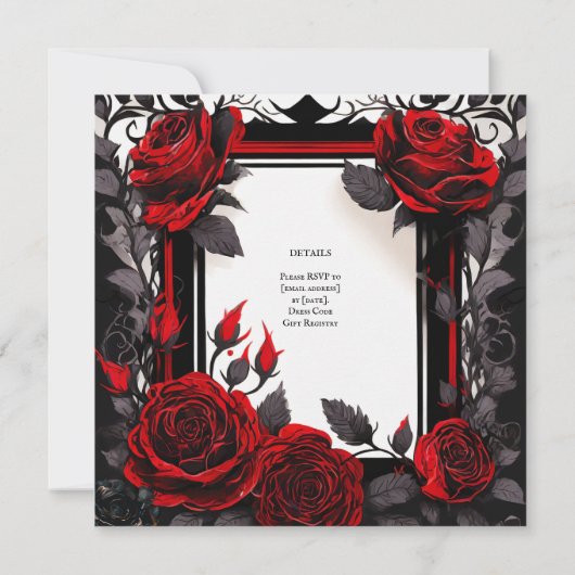 GOTHISCHE ROSE ZUR BEHANDLUNG VON ZEREMONIENAUFFOR EINLADUNG (Rückseite)
