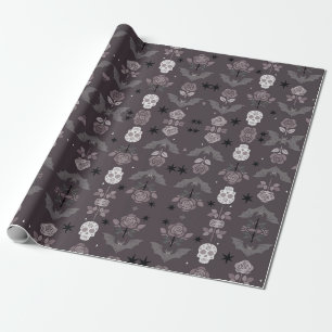 gothische Rosen & Fledermäuse Geschenkpapier