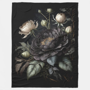 Gothische Rosenanordnung schwarze Blume Fleecedecke