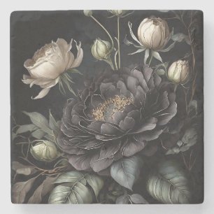 Gothische Rosenanordnung schwarze Blume Steinuntersetzer