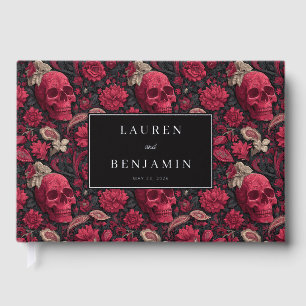 Gothische Rote Blumenschädel Gästebuch