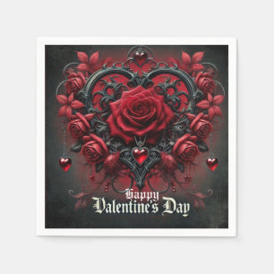 Gothische rote Rosen Valentinstag Serviette