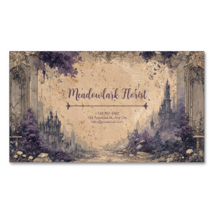 Gothische Ruine Schloss Purpur Panorama Vintage Magnetische Visitenkarte