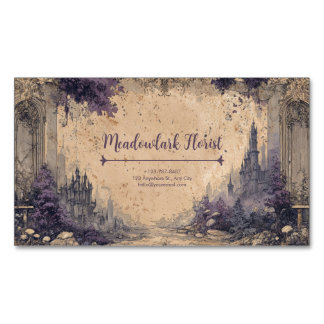 Gothische Ruine Schloss Purpur Panorama Vintage Magnetische Visitenkarte