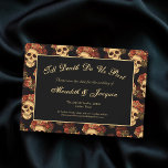 Gothische Schädel bis zum Tod die Magnet-Karte des Magnetkarte<br><div class="desc">Diese gotische Hochzeit Save the Date Magnetkarte weist ein Muster von gruseligen Schädeln auf, die in einem schwarzen Abgrund hinter Ihrem Text "Bis zum Tod macht uns Teil" schwebten. Jeder Schädel ist mit rote Rosen geschmückt, um einen romantischen Anlass zu bieten. Ihre leeren seelenlosen Augen werden scharf gegen die Krone...</div>