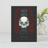 Gothische Schädel Hochzeitsankündigung Save The Date (Stehend Vorderseite)