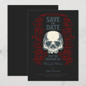 Gothische Schädel Hochzeitsankündigung Save The Date (Vorne/Hinten)