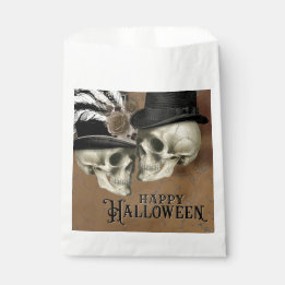Gothische Schädel mit Hüten Vintage Halloween Geschenktütchen